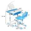 Costway Height Adjustable Kids Desk Chair Set Study Drawing W/Lamp & Bookstand