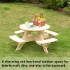 Gardenised Wooden Kids Round Picnic Table Bench, Outdoor Children's Backyard Table, Crafting, Dining, And Playtime Patio Table