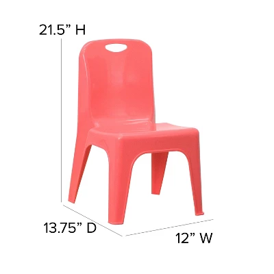 Emma And Oliver 4 Pack Plastic Stack School Chair With Carrying Handle And 11" Seat Height - Image 3