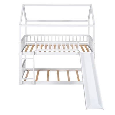 House Shape Twin Over Twin Bunk Bed With Slide - ModernLuxe - Image 4