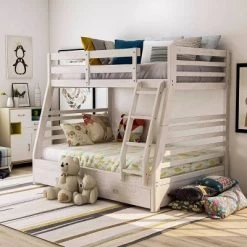 HOMES: Inside + Out Twin Over Full Kids' Emma Bunk Bed Wire Brushed White - IoHOMES