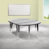 Flash Furniture 3 Piece 76" Oval Wave Flexible Grey Thermal Laminate Activity Table Set - Standard Height Adjustable Legs