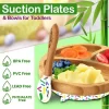 NutriChef Sparkle Bamboo Dinnerware Set With Silicone Suction For Kids