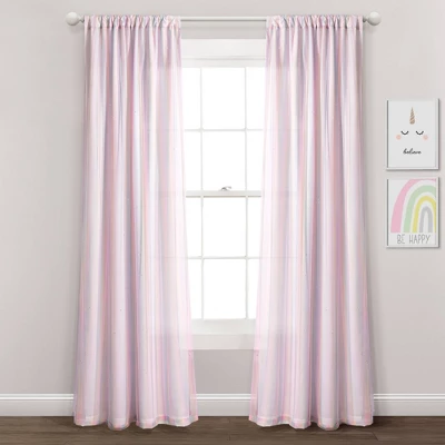 Kids' Rainbow Sheer Rod Pocket With Lining Single Window Curtain Panel Rainbow/White - Lush Décor - Image 6