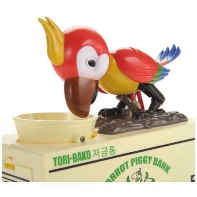 Insten Parrot Piggy Bank Robotic Coin Munching Toy Money Box, Red, 6.6x6.5 Inches - Image 2