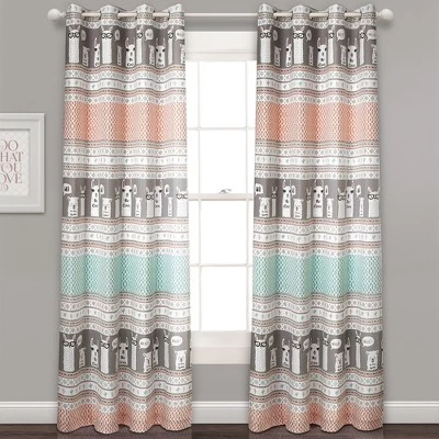 52"x84" Set Of 2 Llama Striped Room Darkening Curtain Panels - Lush Décor - Image 4
