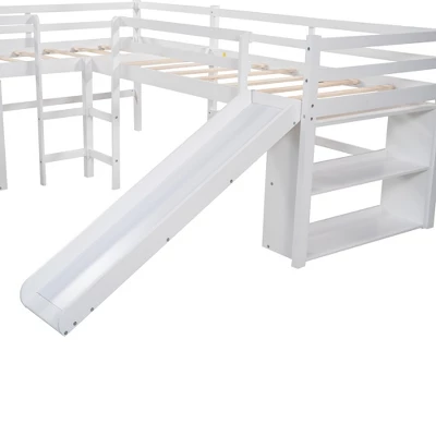 Twin Size L-Shaped Loft Bed With Movable Two-Tier Shelves And Slide - ModernLuxe - Image 8