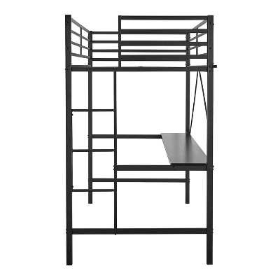 Flash Furniture Jake Metal Loft Bed Frame With Desk, Protective Guard Rails And Ladder For Kids, Teens And Adults - Image 11
