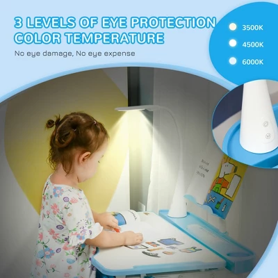 Qaba Kids Table And Chair Set, Activity Desk With USB Lamp, Storage Drawer For Study, Activities, Arts, Or Crafts - Image 6