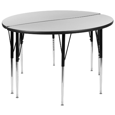Emma And Oliver 2 Piece 47.5" Circle Wave Collaborative Grey Adjustable Activity Table Set - Image 10