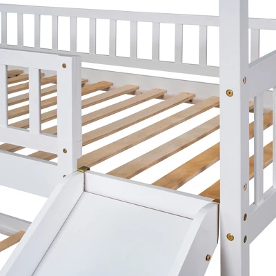 House Shape Twin Over Twin Bunk Bed With Slide - ModernLuxe - Image 9