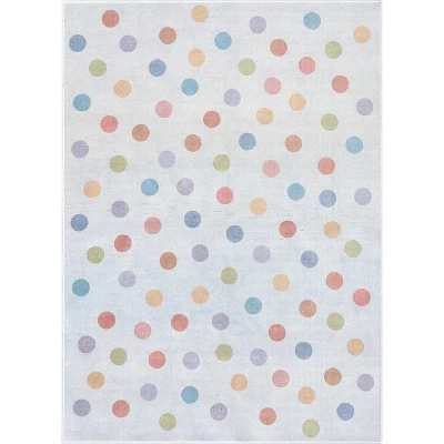 Well Woven Rainbow Polka Dots Apollo Kids Collection Multi Color Area Rug - Image 2