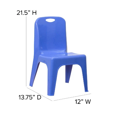 Flash Furniture 2 Pack Blue Plastic Stackable School Chair With Carrying Handle And 11" Seat Height - Image 3