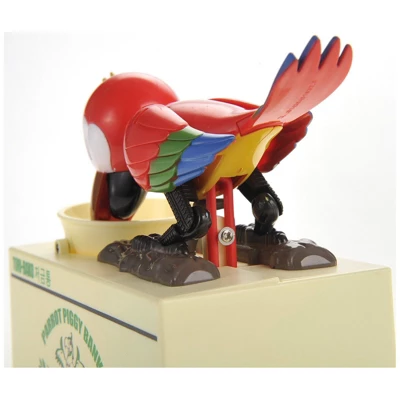 Insten Parrot Piggy Bank Robotic Coin Munching Toy Money Box, Red, 6.6x6.5 Inches - Image 3