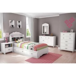 Twin Tiara Mates Bed With 3 Drawers Pure White - South Shore
