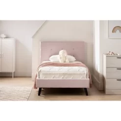 Maliza Upholstered Complete Platform Bed Pale Pink - South Shore