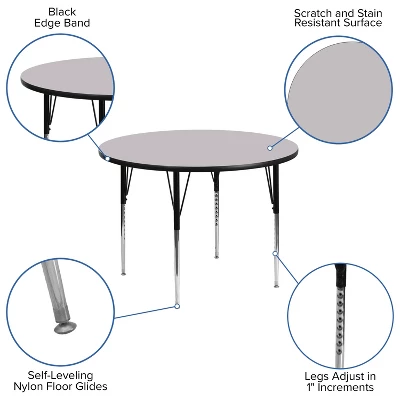 Emma And Oliver 48" Round Laminate Adjustable Activity Table - Image 7