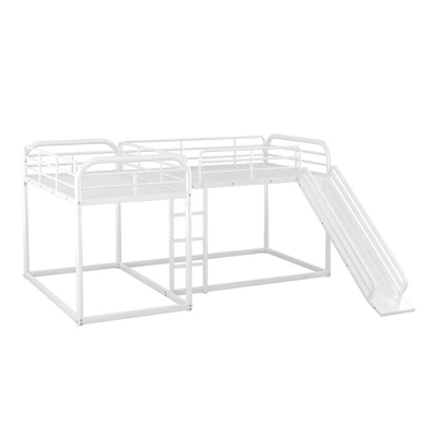 Full And Twin Size L-Shaped Metal Bunk Bed With Slide And Ladder-ModernLuxe - Image 4