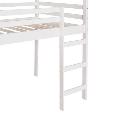 Twin Size House Shape Loft Bed With Slides, White - ModernLuxe - Image 9