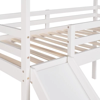 Twin Size House Shape Loft Bed With Slides, White - ModernLuxe - Image 8