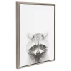 Raccoon Framed Canvas Art Gray (24"x18") - Uniek