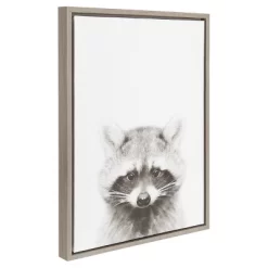 Raccoon Framed Canvas Art Gray (24"x18") - Uniek