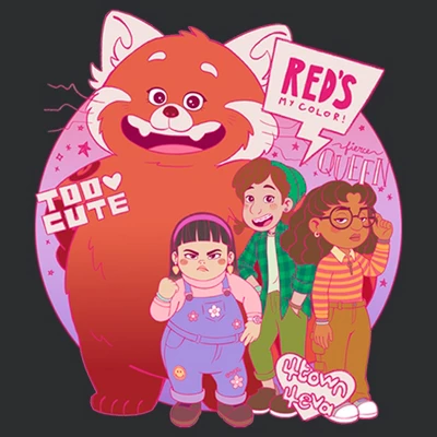 Women's Turning Red Too Cute Group Pose Racerback Tank Top