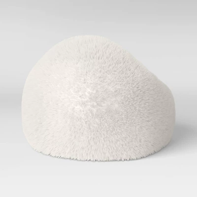 Long Fur Kids' Bean Bag Cream - Pillowfort™ - Image 3