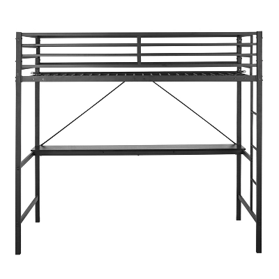 Flash Furniture Jake Metal Loft Bed Frame With Desk, Protective Guard Rails And Ladder For Kids, Teens And Adults - Image 2