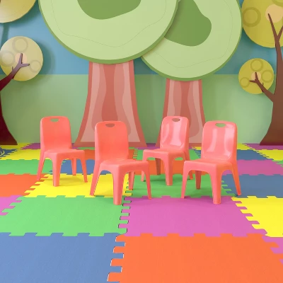 Flash Furniture 4 Pack Plastic Stackable School Chair With Carrying Handle And 11'' Seat Height