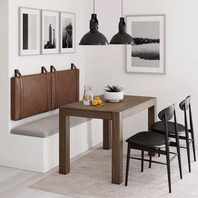 Harlow Headboard Sand Gray Fabric Vintage Brown - Nathan James - Image 5