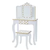 Fashion Polka Dot Gisele Play Vanity Set With Led Mirror White/Gold - Teamson Kids