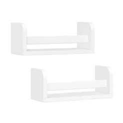 2pk Kids' 10" Floating Wall Mount Bookshelf Set White - RiverRidge Home