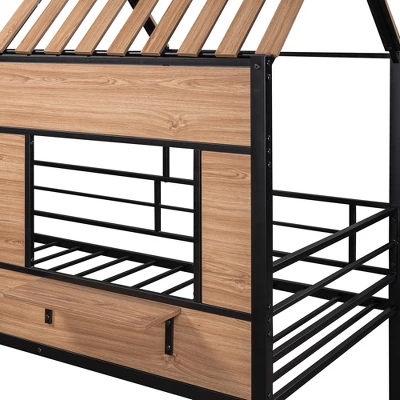 Metal Twin Size Loft Bed With Roof, Windows, Railing And Ladder - ModernLuxe - Image 8