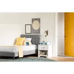 Twin Fusion Complete Upholstered Bed Medium Gray - South Shore