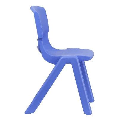 Emma And Oliver 4 Pack Blue Plastic Stack School Chair With 15.5"H Seat, 3rd-7th School Chair - Image 7