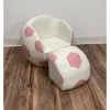 Upholstered Soccer Ball Chair With Pull Out Ottoman Pink/White - Gift Mark