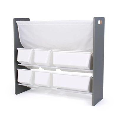 Read N Play 6 Bin Organizer & 2 Tier Bookrack White - Humble Crew - Image 2