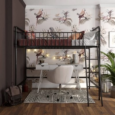 Twin Kaila Metal Loft Bed Black - Room & Joy - Image 2