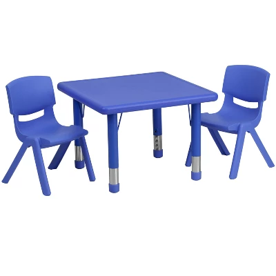 Flash Furniture 24" Square Plastic Height Adjustable Activity Table Set With 2 Chairs - Image 9