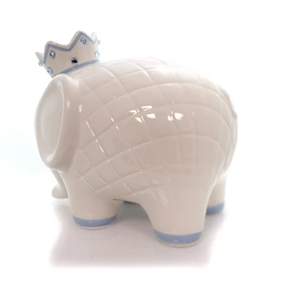 Bank White/Blue Coco Elephant Bank - One Bank 7.75 Inches - Baby Hand Painted - 3781Bl - Ceramic - Off-White - Image 2