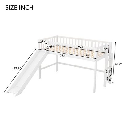 Twin Size Loft Bed With Ladder And Slide-ModernLuxe - Image 2