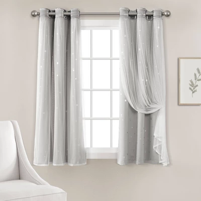 Star Sheer Insulated Grommet Blackout Window Curtain Panel Set - Lush Décor