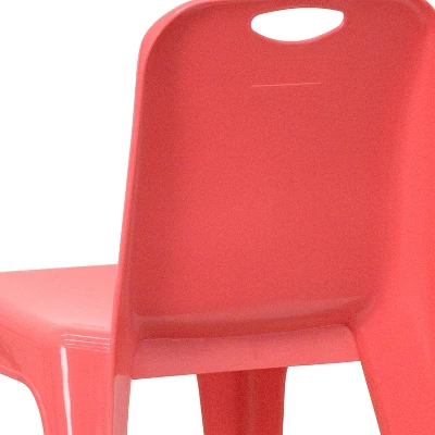 Emma And Oliver 4 Pack Plastic Stack School Chair With Carrying Handle And 11" Seat Height - Image 5