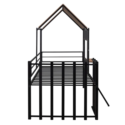 Metal Twin Size Loft Bed With Roof, Windows, Railing And Ladder - ModernLuxe - Image 7