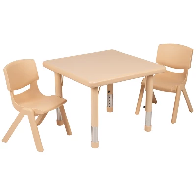 Flash Furniture 24" Square Plastic Height Adjustable Activity Table Set With 2 Chairs - Image 12