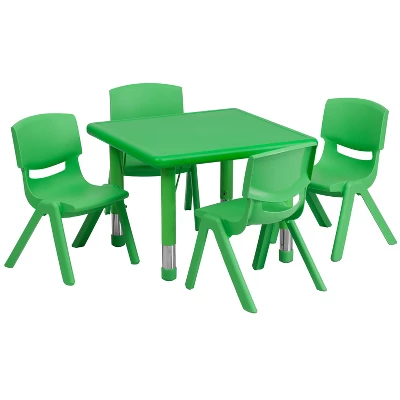 Flash Furniture 24" Square Plastic Height Adjustable Activity Table Set With 4 Chairs - Image 9