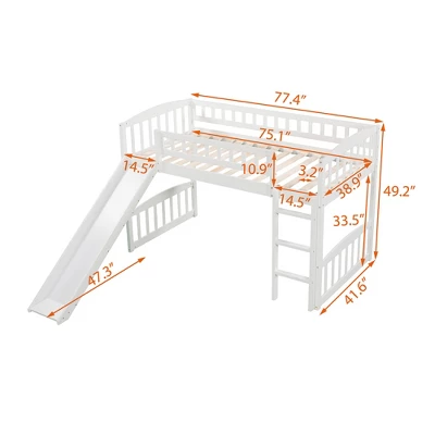 Twin Size Loft Bed With Slide And Ladder - ModernLuxe - Image 2