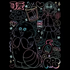 Junior's Turning Red Neon Doodles Mei Lee T-Shirt