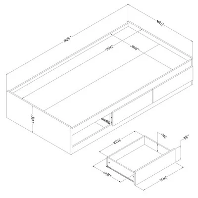 Step One Essential Mates Bed With 3 Drawers - South Shore - Image 5